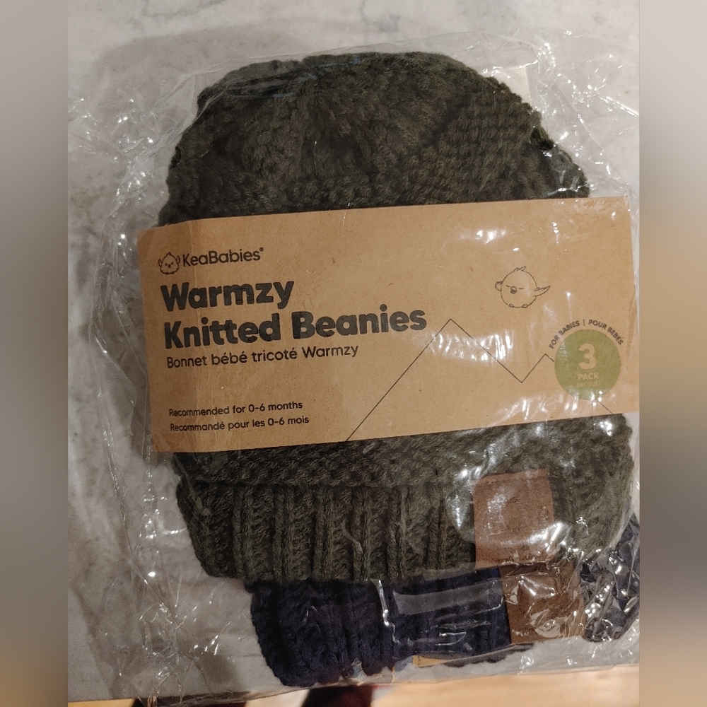 0-6 Months KeaBabies Warmzy Knitted Beanies 3 Pack